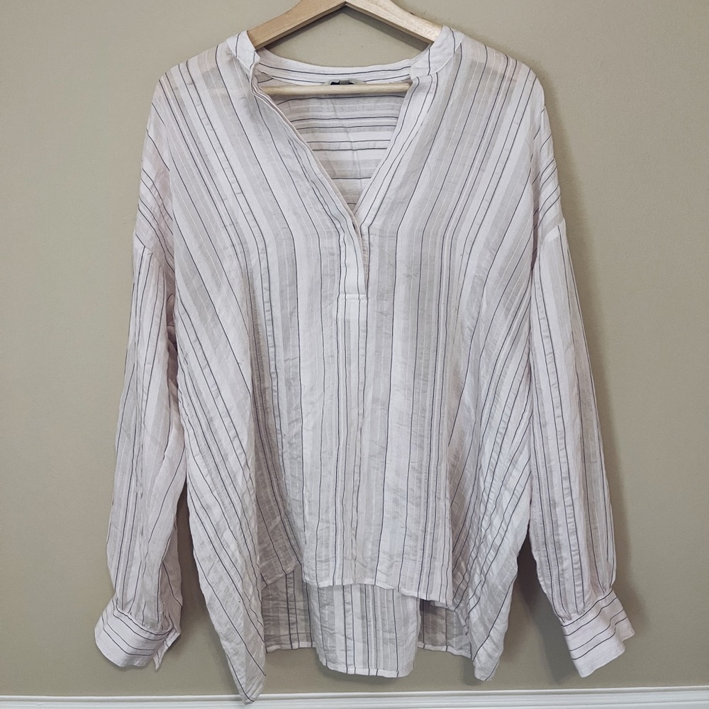 Vince. Drapery Stripe Pullover Tunic Light Pink